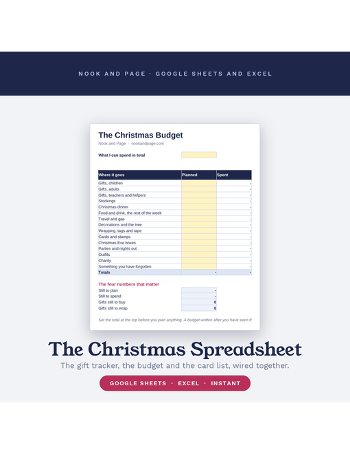 The Christmas Spreadsheet, page one