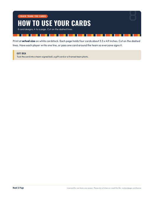 Coach Thank You Cards, page one
