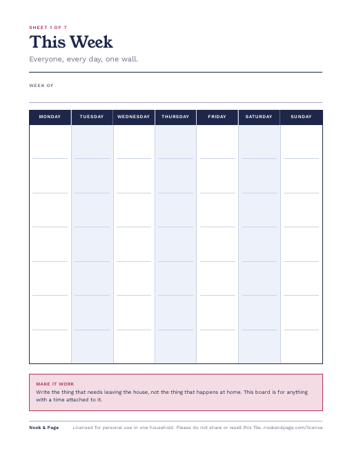 Family Command Center, page one