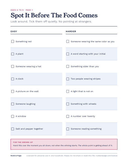 The Restaurant Waiting Kit, page one