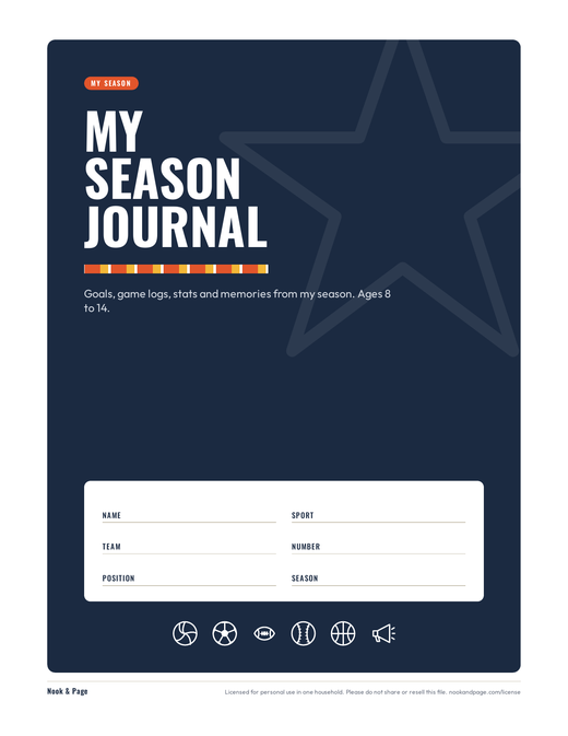 My Season Sports Journal, page one