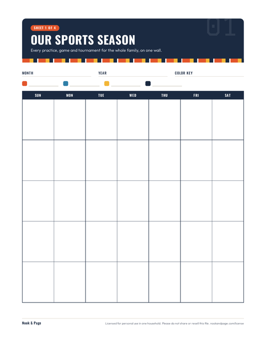 Sports Family Command Center, page one