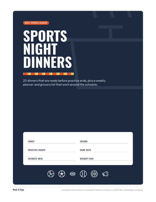 Sports Night Dinners, page one