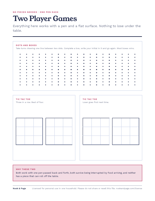 Two Player Games, page one